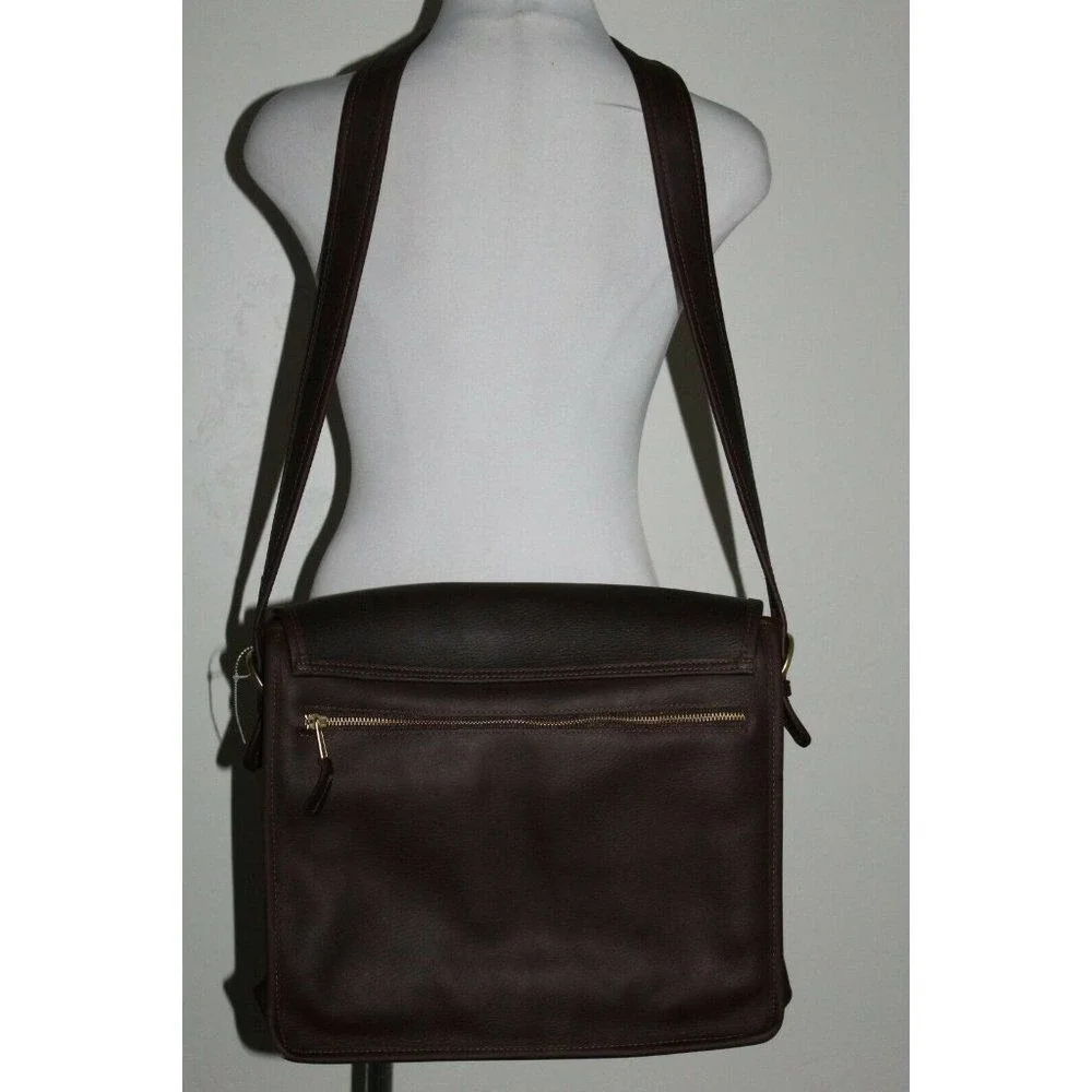 ASTON Orwell Mailman Leather Espresso‎ Brown Messenger Laptop Bag MSRP $385